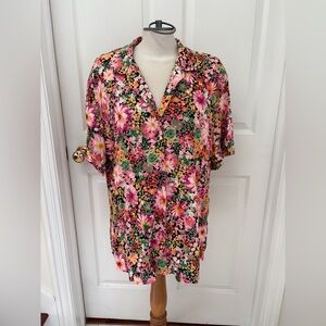 NWOT H&M Floral Button Down Shirt - Pink, Green, Orange